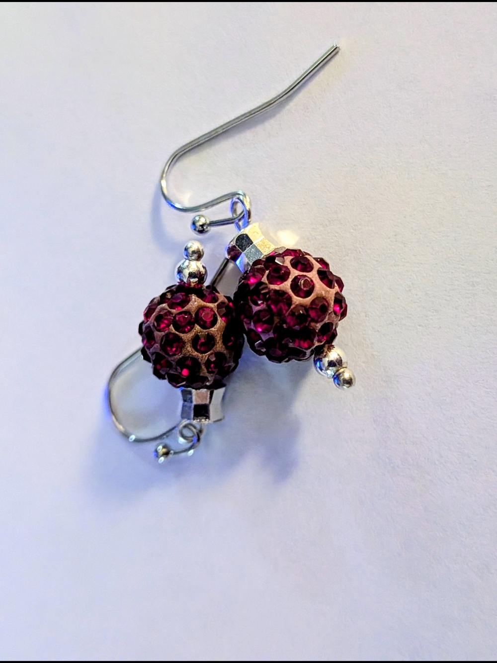 Crystal Pave Ball Drop Earrings Red
